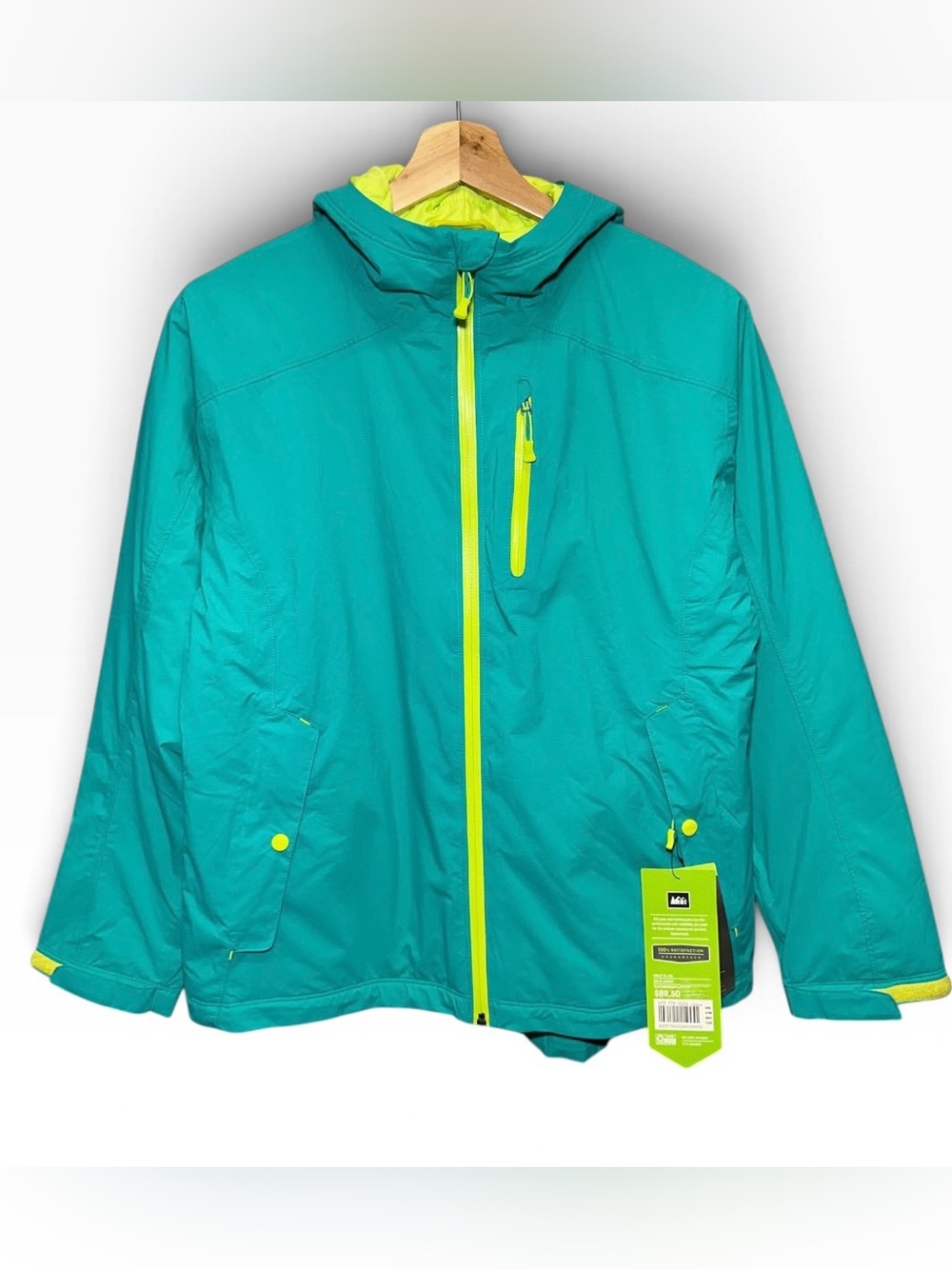 REI Co-op GIRLS'  SALIX JACKET size XL 18 CLEANGREEN/NEON